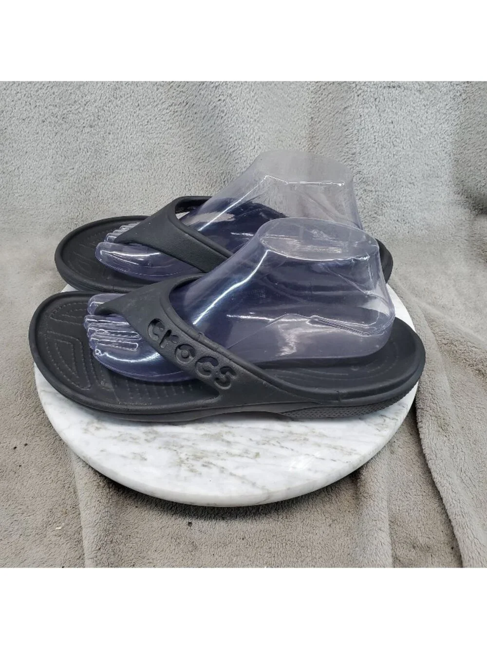 Crocs Shoes Mens 7 Womens 9 Black Synthetic Baya Thong Sandals